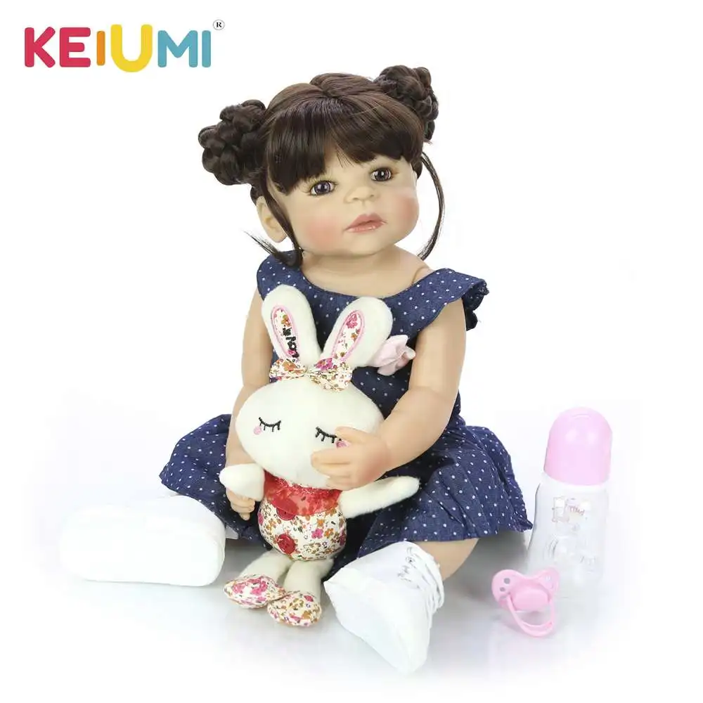

New 22 Inch All Silicone Body Reborn Girl Lifelike Baby Doll DIY Hair Newborn Princess Toddler Toy Waterproof Birthday Gift