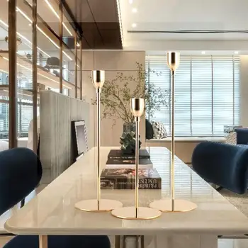 

European Single Head Metal Candle Holder Candlestick Home Desktop Romantic Decor Elegant Decorative Crafts Weeding Decoration