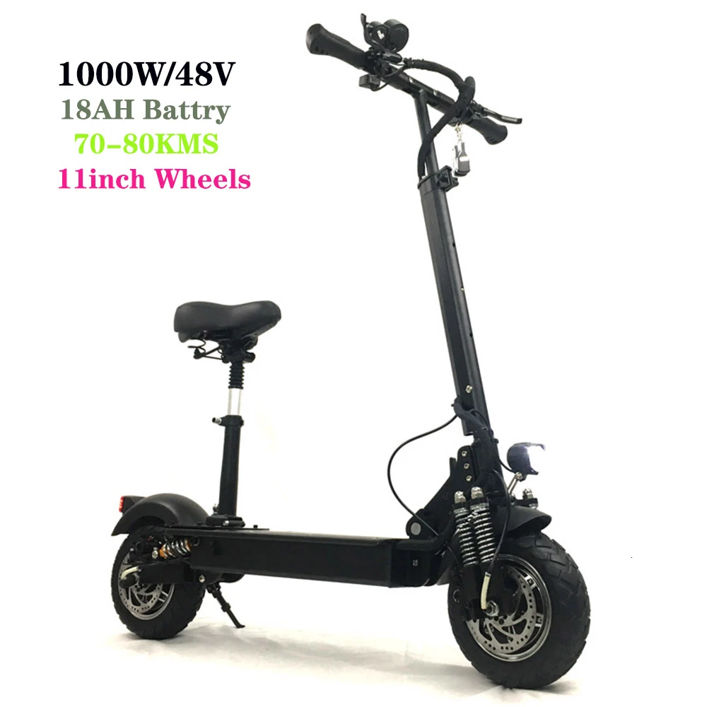 11inch 1000W 18AH Двойной электрический мотоцикл 48 в 1000 Вт, сиденье 10 дюймов складной мотоцикл электрический велосипед adultfree - Цвет: 11inch 1000W 18AH