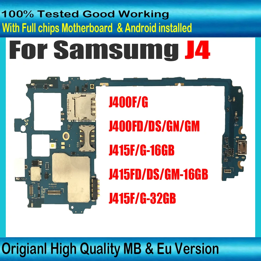 Материнская плата для Samsung Galaxy J4 J400F J400DS J415F J415DS 16 ГБ/32 ГБ европейская версия
