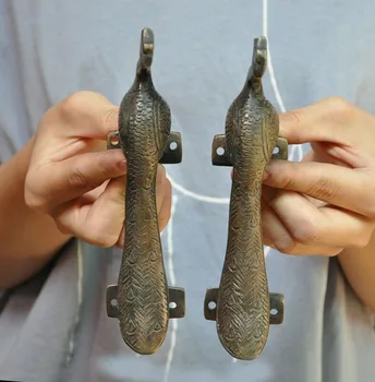 

wedding decoration Tibet pure Bronze animal peacock Phoenix bird statue Cabinet Pulls Door Handles