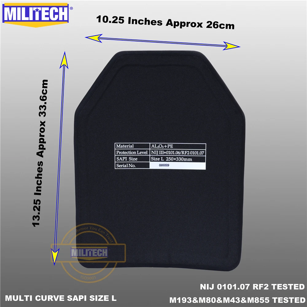 MILITECH 10x12 Multi Curve 防弾プレート MILITECH SAPI&10x12 Bulletproof Plate NIJ III+ 3+ /NIJ 0101.07 RF2