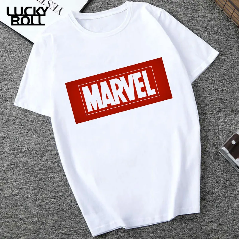 Женская одежда Футболка с принтом Marvel белая Повседневная футболка с буквенным принтом женская уличная футболка для фанатов Superheros - Цвет: XWT0324-white