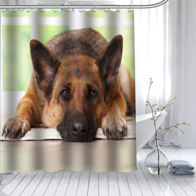 

Custom Shepherd Dog Shower Curtain 3D Waterproof Polyester Fabric Bath Curtain High Defintion Printing 12 Hooks For The Bathroom