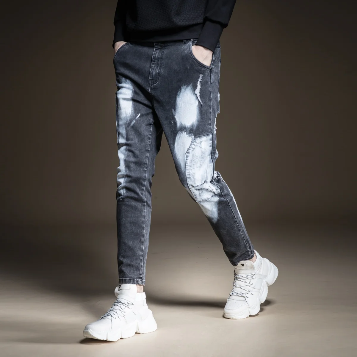 Джинсы, специальное предложение, поддельные дизайнерские вещи, бренд Pinli,, зимние новые мужские джинсовые штаны, подходят для маленьких ног, стираются водой, B194316195