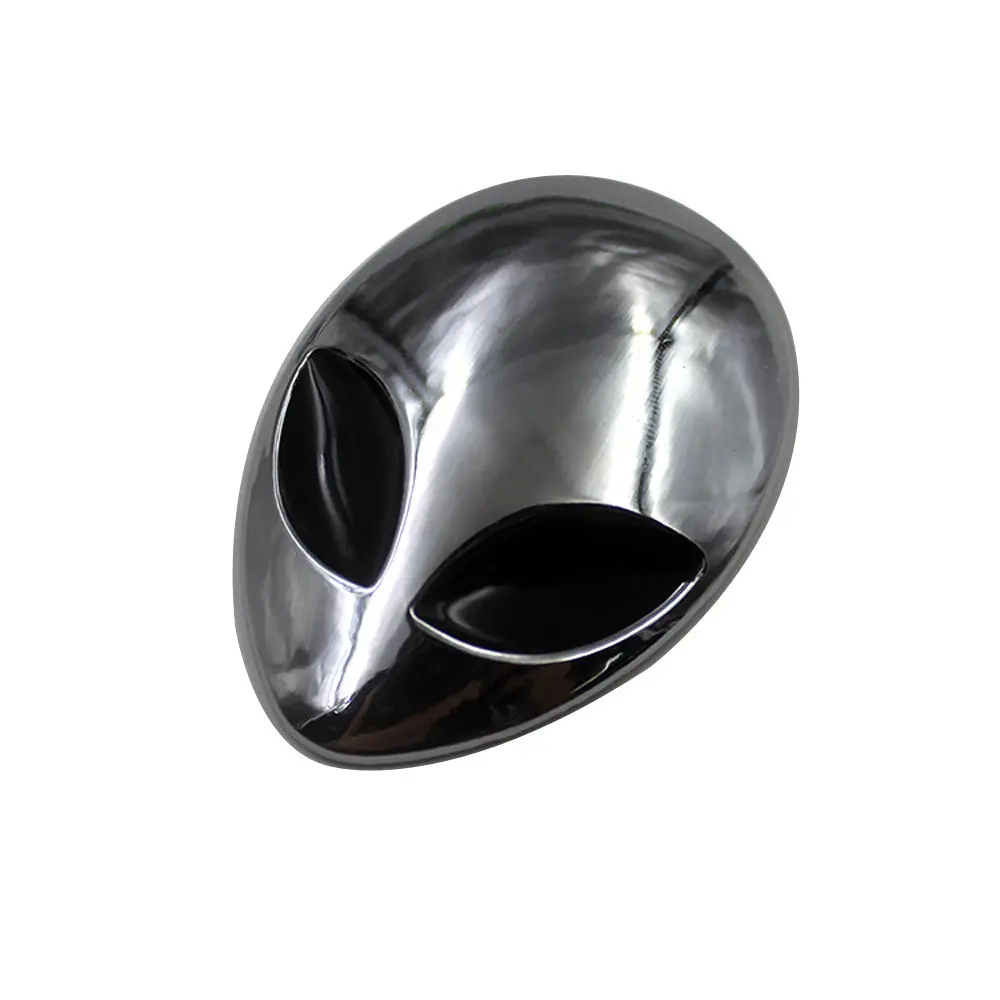 Chrome Auto 3D Emblem Badge Sticker, Alien Head Car Decal Universal for Cars Trucks Motorcycles