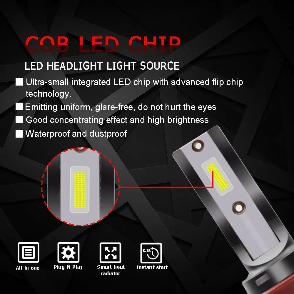 

6063 aviation aluminum Mini 1500W H11 LED headlight bulb FOG driving light high and low light DRL 6000K