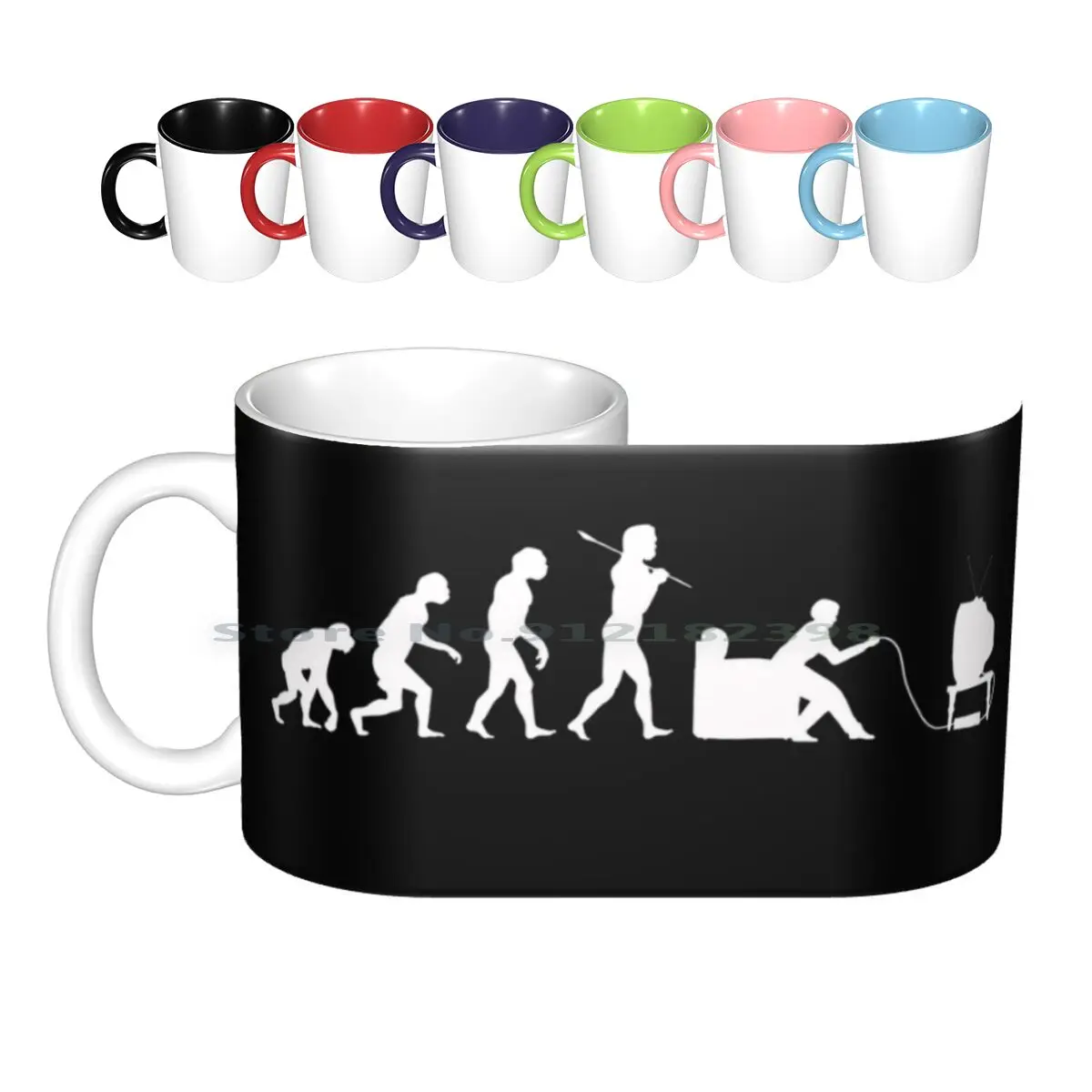 Evolution Humanity (Gamer) Tazze In Ceramica Tazze Da Caffè Tazza Da Tè Al Latte Evolution Humanity Gamer Player Play Station Xobx 360 Wii