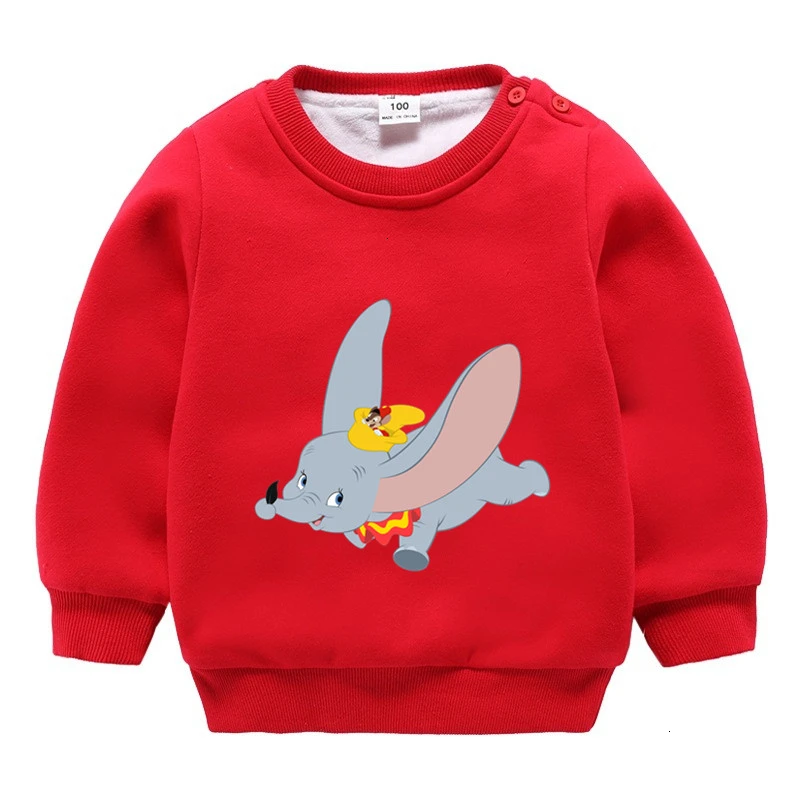 wholesale movie Dumbo winter Plus velvet Sweatshirt Boys Girls Funny lovely color Kid O-Neck Tops Children Cartoon Baby - Цвет: as picture