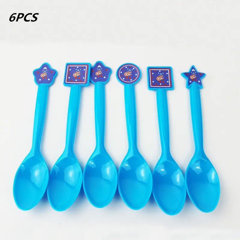 6pcs spoon Marvel Капитан Америка тема Мстители одноразовая посуда бумажная чашка пластины маска Мальчики пользу день рождения изделия для декорации - Цвет: 6pcs spoon