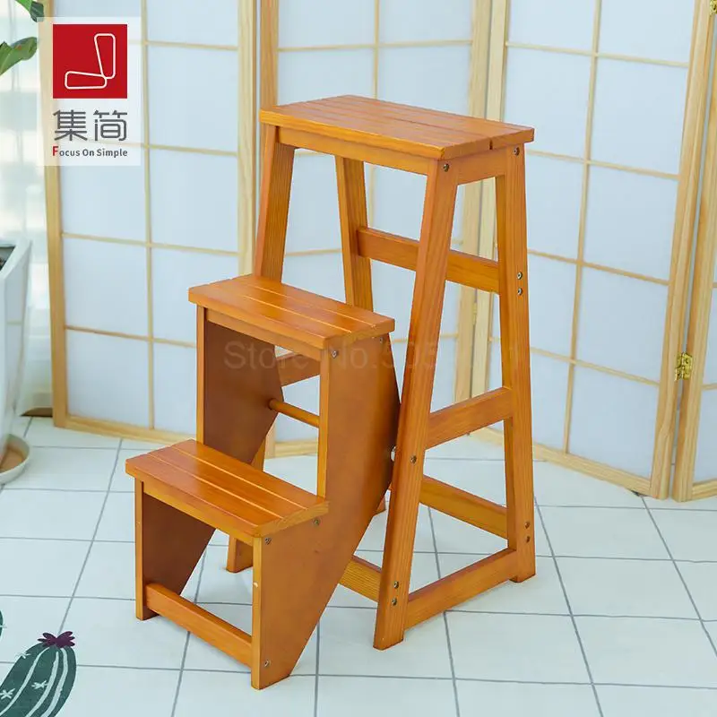 Бытовой многофункциональный складной стул-лестница импортная цельная деревянная лестница Крытая подъемная Лестница Стул стойка лестница - Цвет: ml8