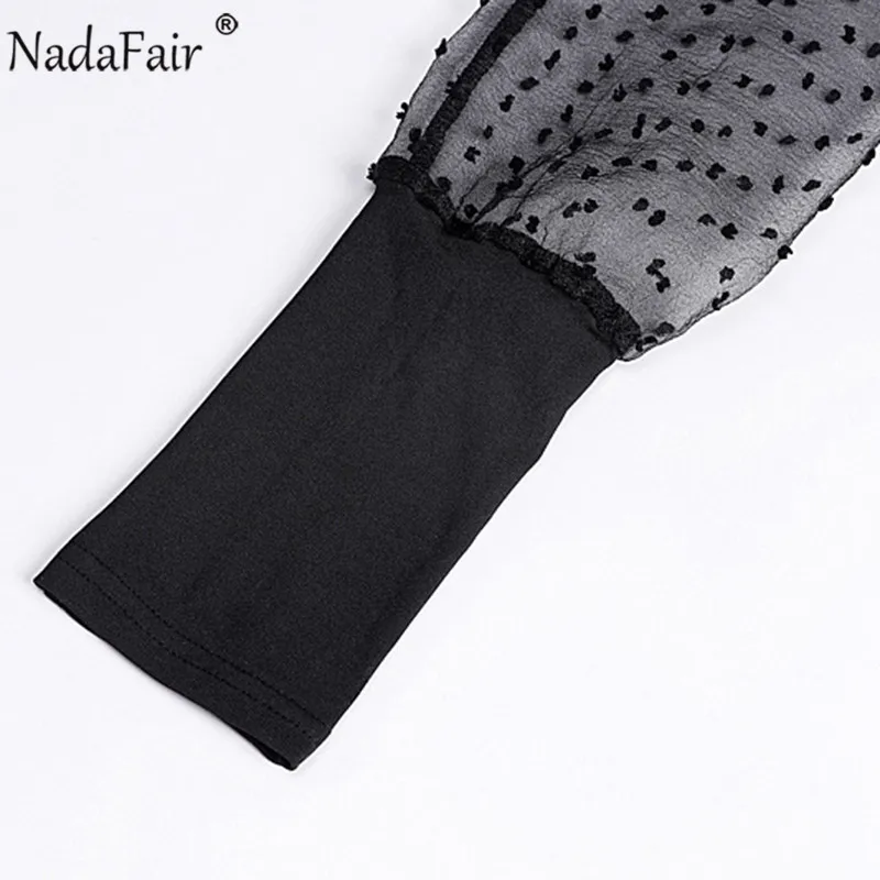 Nadafair женский прозрачный боди с длинным рукавом черный|Боди| |