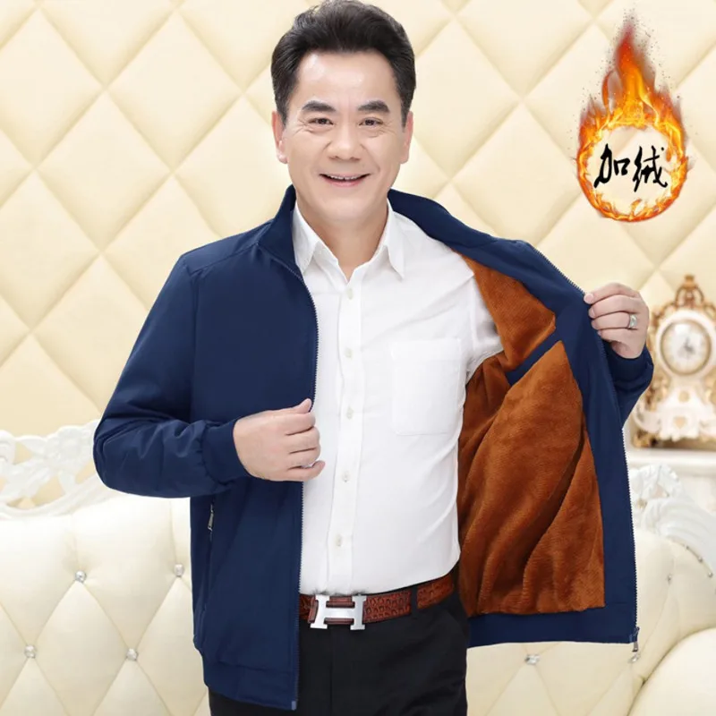 

Winter New Style Daddy Clothes Middle-aged Brushed And Thick Men Jacket Coat Business Casual Men's Wear