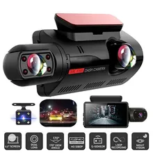 

Mini Video Recorder For Car DVR With Screen Dash Camera Driving Recorder Loop Recording Dual Lens Rotate Auto Parking