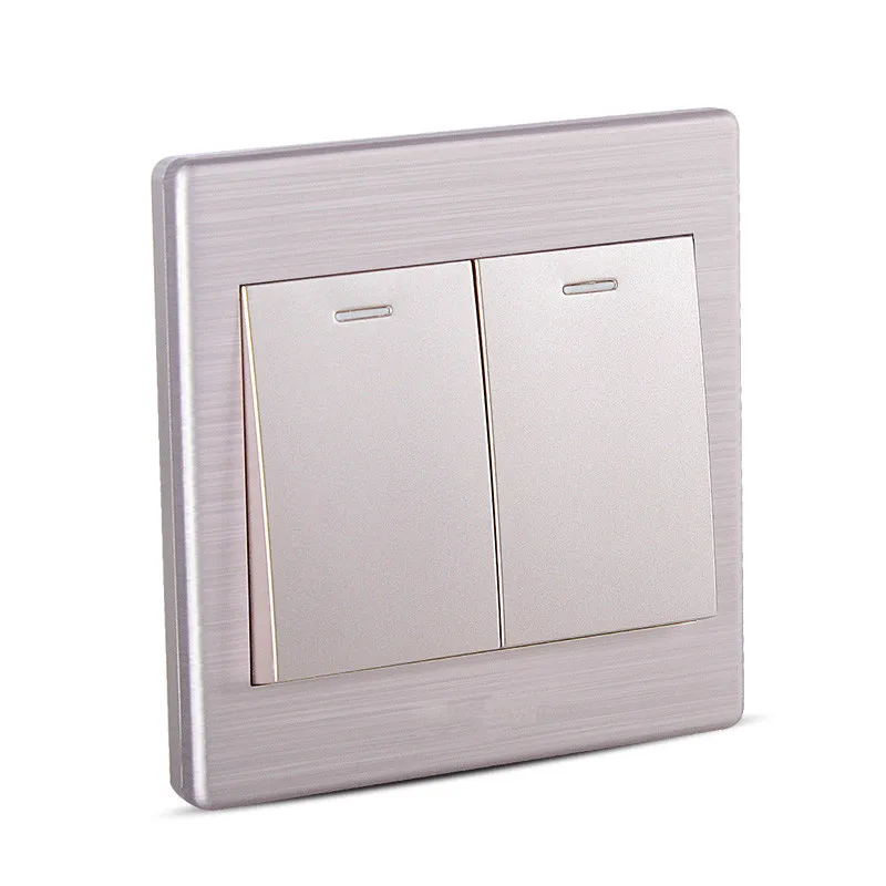 

Switch Simple fashion texture panel aluminum brushed purple two single control switch socket panel