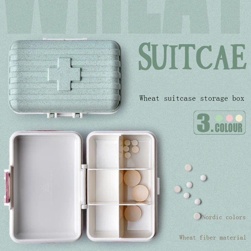 

Portable Medicine Box 6 Grid Multipurpose Travel Storage Pill Case Wheat Fiber Mini Pill Box Jewelry Container Dropshipping