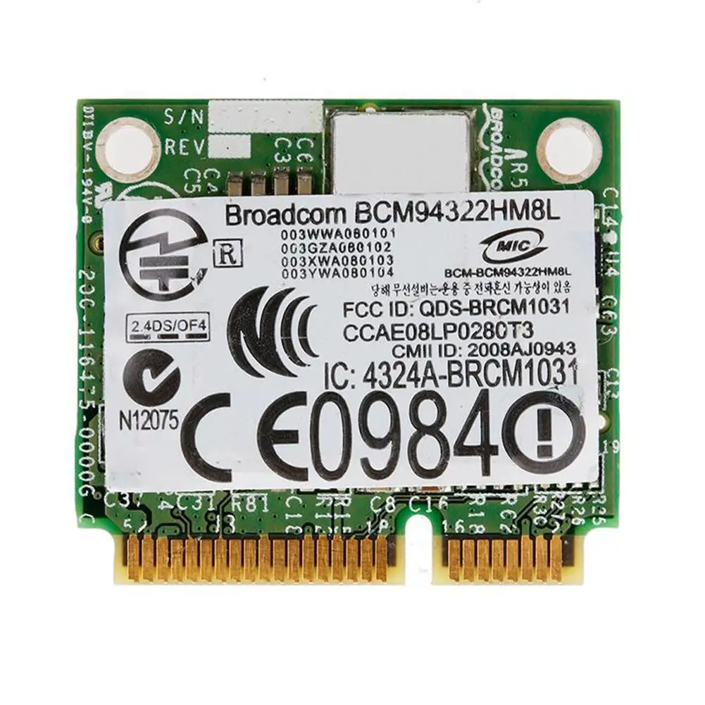 

1pcs Half Mini Wireless Wifi Network Card For DW1510 Green Card BCM94322HM8L PW934 Wifi Network H9K9