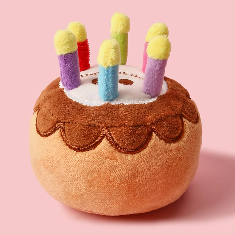 Birthday Cake Shape Dog Toy Funny Bite Resistant Cute Plush Puppy