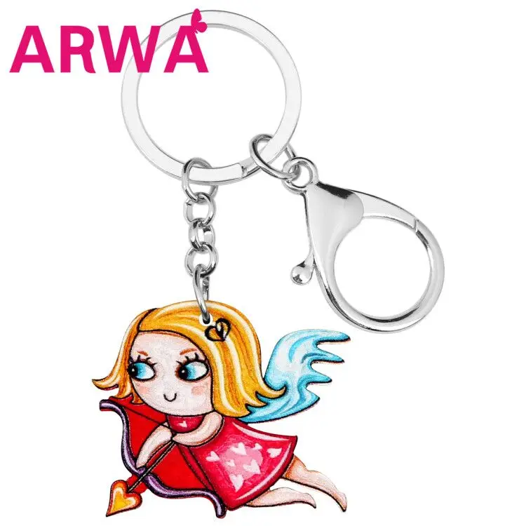 ARWA Acrylic Cartoon Cupid Girl Allow Key Chain Rings Funny Cute Jewelry For Women Ladies Charms Party Gift Decoration | Украшения и