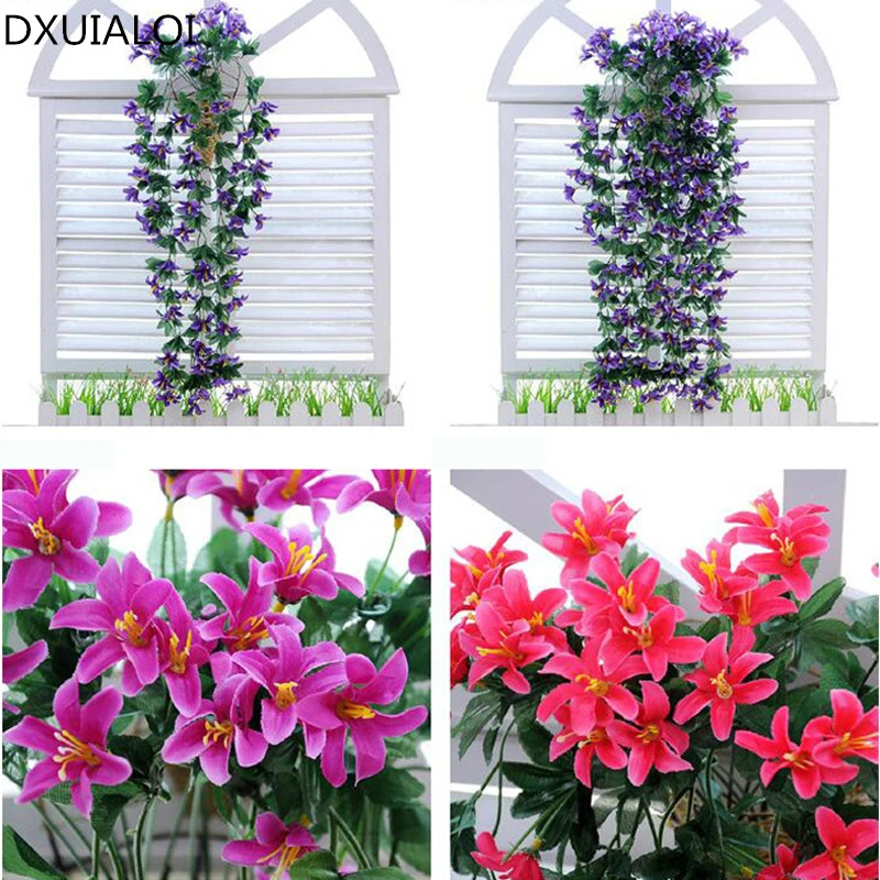 ツタの壁の吊り下げ植物 家と庭 バルコニー 偽の花のシミュレーション シルクフラワー 2個ピース ロット Artificial Plants Aliexpress