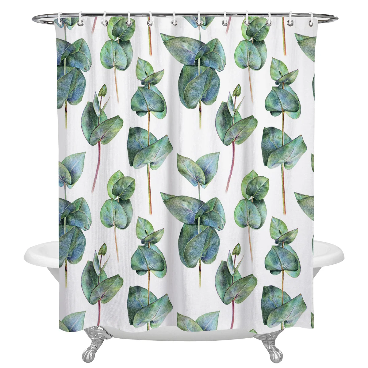 Водонепроницаемая занавеска для душа из полиэстера с зелеными листьями | Дом и
