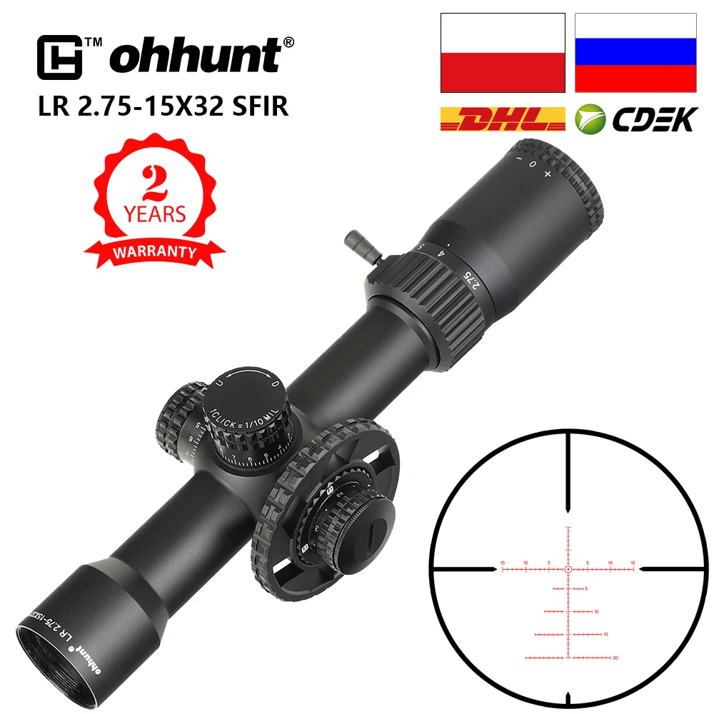 Ohhunt LR 2 75 15X32 SFIR охотничий прицел стеклянная гравированная сетка Красная