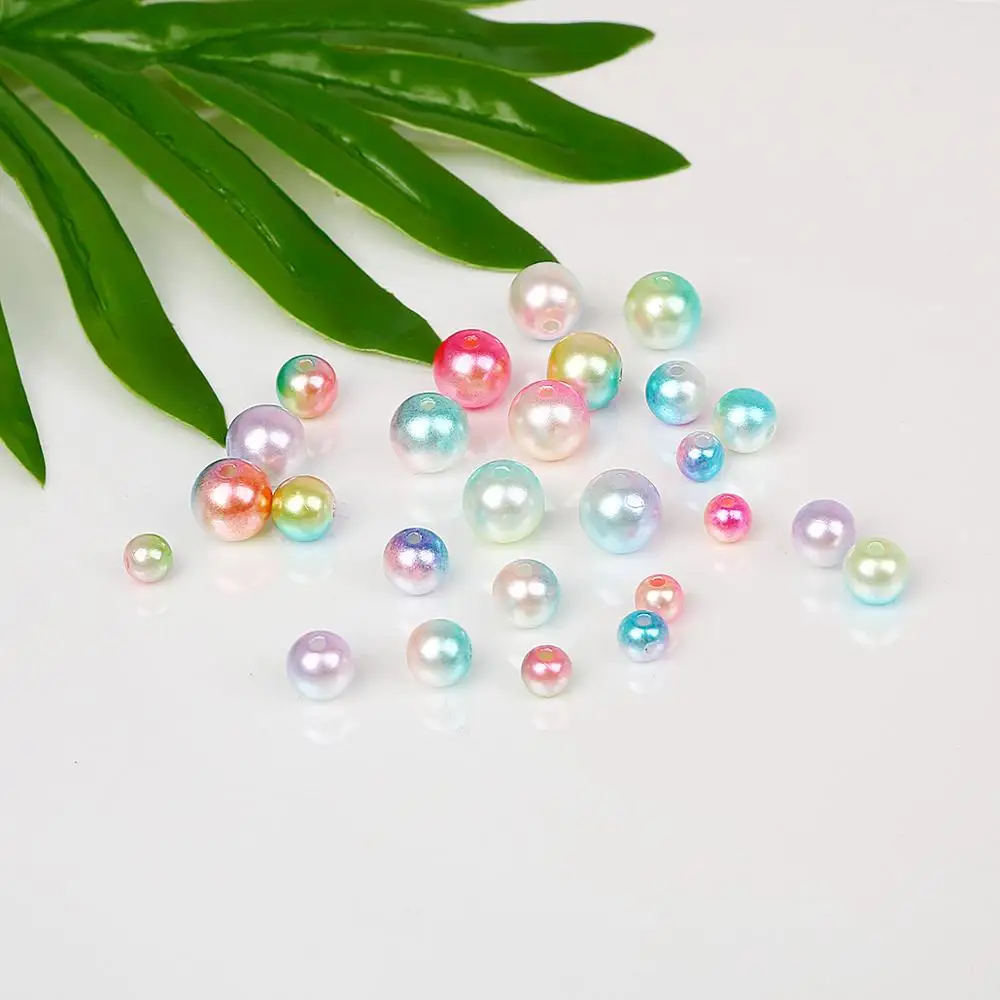 4/6/8/10mm Multicolor Round Plastic ABS Loose Pearl With Hole Beads For DIY Craft Scrapbook Decoration Art Dress Shoes Making