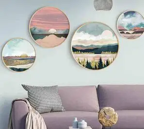 

HD INKJET ROUND MURAL DECORATIVE PAINTINGS JAPANESE STYLE PAINTED FOREST PAINTING HOME FRAMED HANGING PICTURE SOLID WOOD FRAME