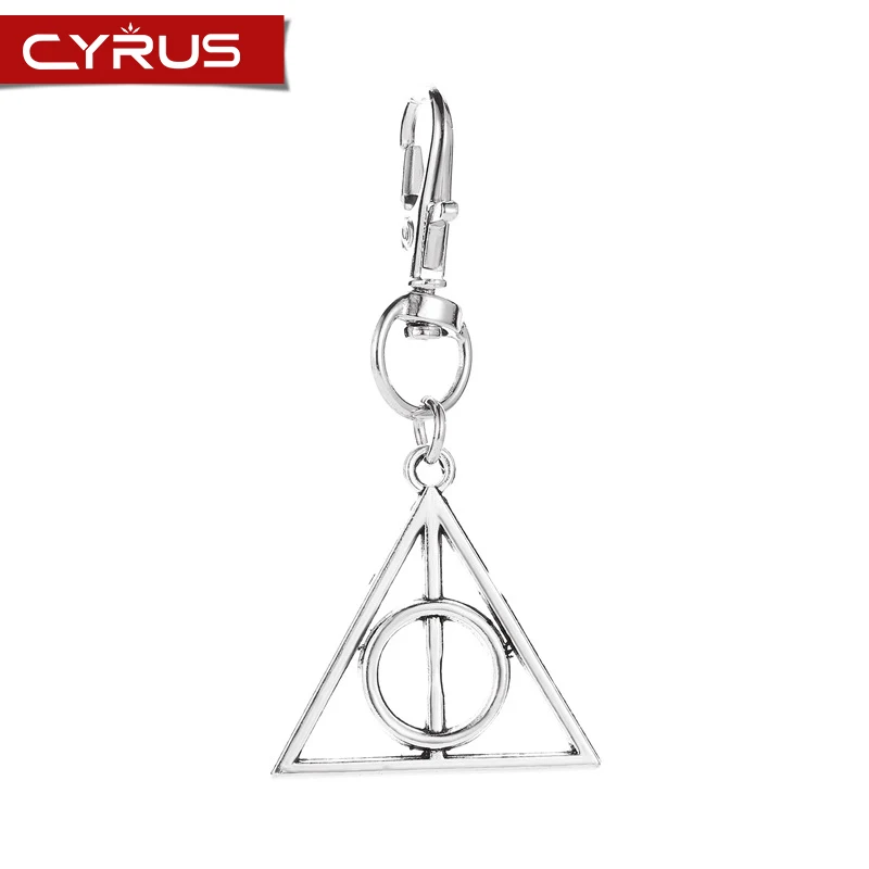 

Harry Potter Luna Death Triangle Pendant Keychains Couple Fashion Key Rings Statement Sleutelhanger Silver Package Accessories