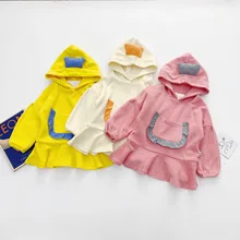 WLG/зимнее платье для девочек, белое, желтое, розовое, вельветовое, плотное, с рюшами теплая Милая Одежда для маленьких девочек от 1 до 5 лет