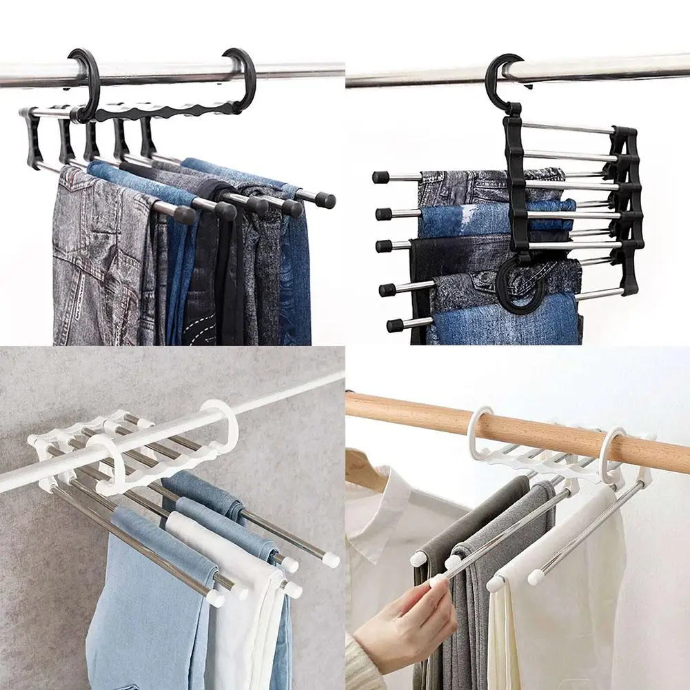 

Multi-Layer Clothes Pants Hangers Wardrobe Jeans Anti-slip Stainless Steel Storage Rack Home Clothes Pants Storage Supplies