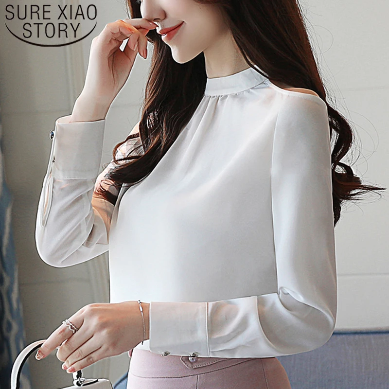 

Blusas mujer de moda 2019 ladies tops chiffon blouses shirts button white blouse for womens tops and blouses Solid full 5714 50