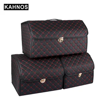 

Foldable Car Trunk Box Multifunctional Car Storage Box Leather Car Storage Organizer Black Coffee Car Trunk Bag Car Accessories