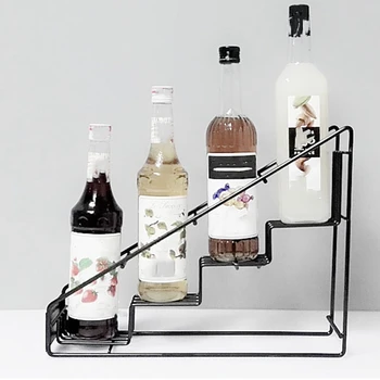 

4 Bottle Wire Diplay Rack/Monin Syrup Rack Coffee Storage Rack Multifunction Milk Tea Cup Rack Display