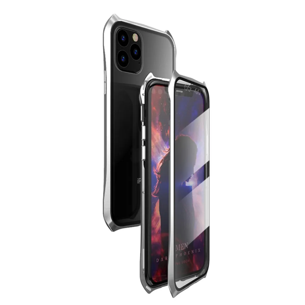 Mosunx Магнитная Адсорбция металлический бампер стеклянный чехол для iPhone 11 6,1 дюймов для iPhone 11 Pro 5,8 дюймов Pro Max 6,5 Дюймов