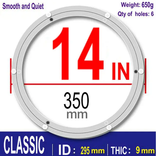 HQ 4-40INCH CLASSIC Thicken Aluminium Alloy Swivel Plate Lazy Susan Turntable Dining Table Swivel Plate for Kitchen Furniture 14INCH 35CM OD