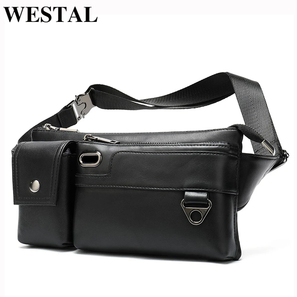 

WESTAL Genuine Leather Men Waist Bags Male Fanny Pack Belt Bag Phone Bags Travel Waist Pack Male Small Waist Bag Leather Pouch