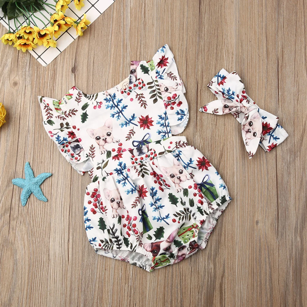 Christmas Infant Baby Girl Sister Matching Clothes Ruffle Romper Dress Outfit