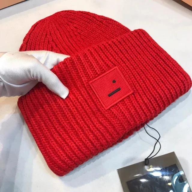 AC Studios Smiling face Beanie Skull Caps knitted Cashmere Eye Warm Couple Lovers Acne Hats Tide Street Hip-hop Wool Cap Adult