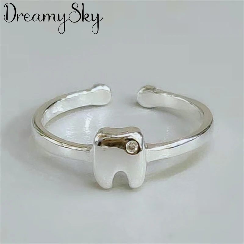 DreamySky преувеличенные 925 пробы в стиле ретро серебряные зубные кольца для женщин обручальные кольца мужские винтажные тайские серебряные ювелирные изделия