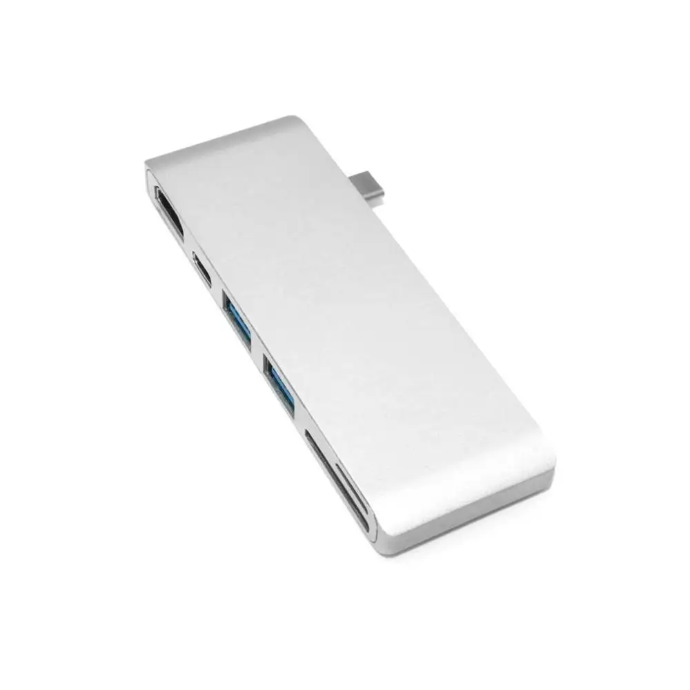 Новейший 6 в 1 тип-c концентратор до 4K HDMI+ двойной USB 3,0+ Тип C+ безопасный цифровой+ TF кардридер порт комбинированный концентратор адаптер для ноутбука - Цвет: Silver