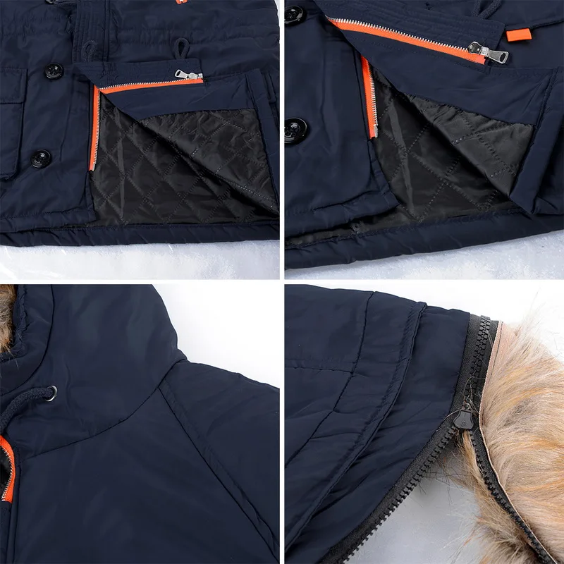 MJARTORIA, Мужская брендовая зимняя куртка с воротником из искусственного меха, длинная толстая хлопковая парка, мужская куртка с капюшоном и карманами, верхняя одежда, водонепроницаемая парка для мужчин