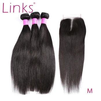 

Links Hair 8- 30 inches Brazilian Straight Hair 3 4 Bundles With Lace Closure 28 30 Inch Remy Bundles With 4X4 5X5 Lace Closure