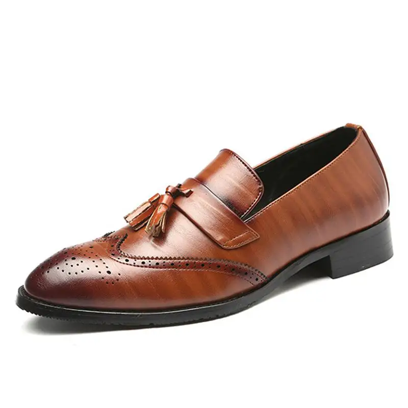 Классические Мужские модельные туфли; кожаные мужские туфли-оксфорды в итальянском стиле с перфорацией; деловые повседневные туфли на плоской подошве; размеры 48 - Цвет: Цвет: желтый