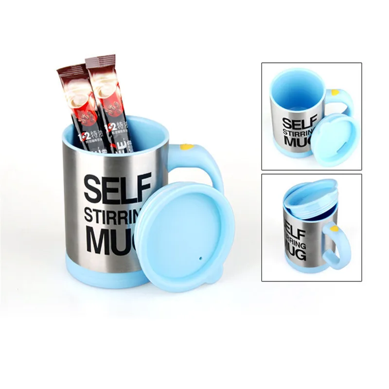 400ml Mugs Automatic Electric Lazy Self Stirring Mug Cup Milk Coffee Mixing Mug Smart Stainless Steel Juice Mix Cup Drinkware - Цвет: Light Blue