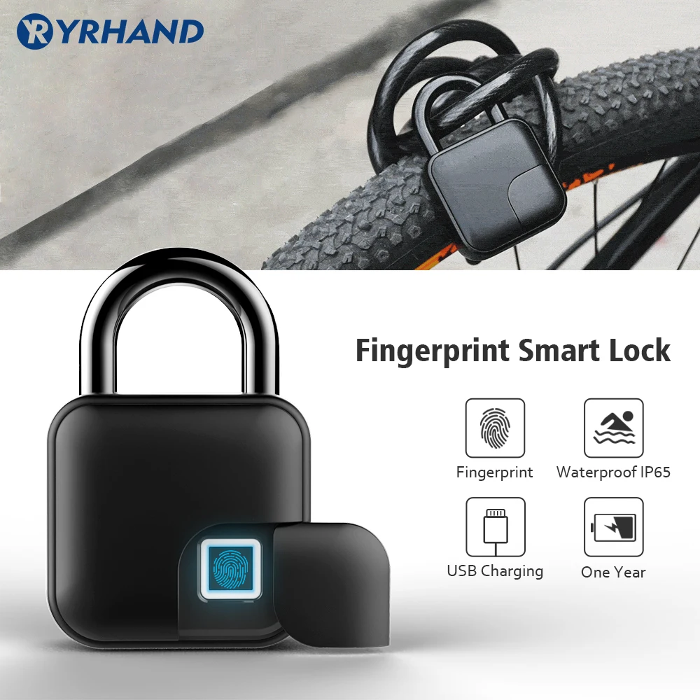 

Smart Digital Padlock Keyless Fingerprint Scanning Travel luggage padlock IP65 Waterproof Mini Security Luggage bag Bike Padlock