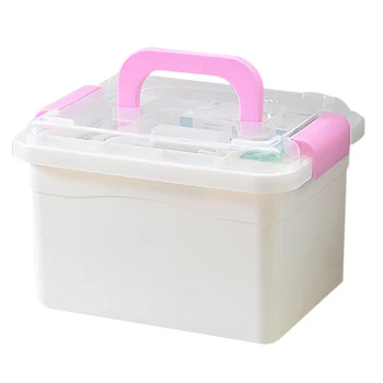 

Family Multi-Functional First Aid Kit Medicine Storage Box Boxes Plastic Storage Box Organizer Case - Pink L