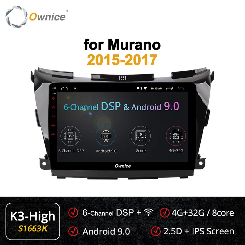 Ownice K1 K2 k3 k5 k6 DVR Восьмиядерный Android 9,0 4G LTE DSP 360 Panorama автомобильный dvd-плеер gps navi для NISSAN Murano - Цвет: S1663 K3-High