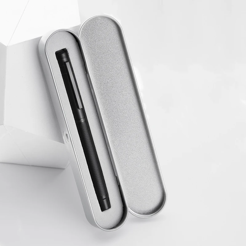 

Hongdian Black Metal Fountain Pen Titanium Black EF/F/Bent Nib Beautiful Tree Texture with Metal Gift Box Business Office Set