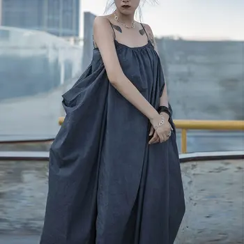 

Loose Original Style Worn Out Gray Loose Irregular Elegant Dress 2020 Summer Sense of Design Sense of Design Women Dress DMY3991